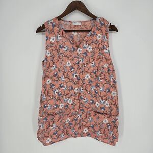 J Jill Love Linen Floral Sleeveless Top Medium Vacation Beach